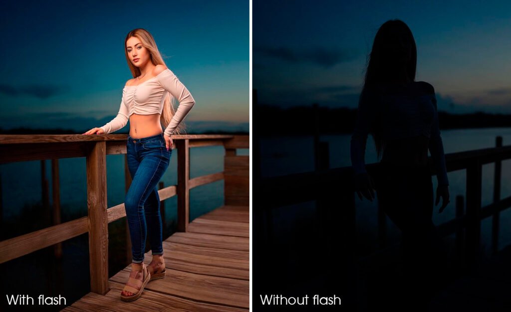 Comparison between with and without flash